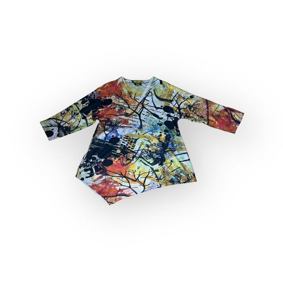 Et Lois Asymetrical Print V Neck Women's Sweater - Picture 1 of 8